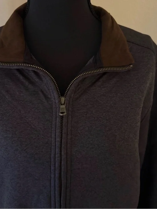 Cremieux Full Zip Jacket Suede Collar Gray Men’s Small Lightweight - Picture 4 of 9